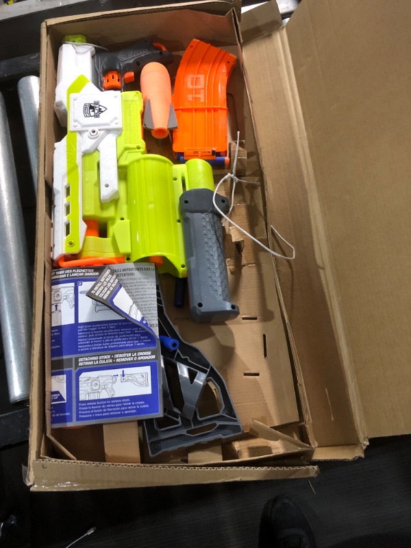 Photo 2 of *USED* PARTS ONLY* NERF Modulus Demolisher 2-in-1 Motorized Blaster, Fires Darts and Rockets, Includes 10 Elite Darts, Banana Clip, 2 Rockets, Stock (Amazon Exclusive)