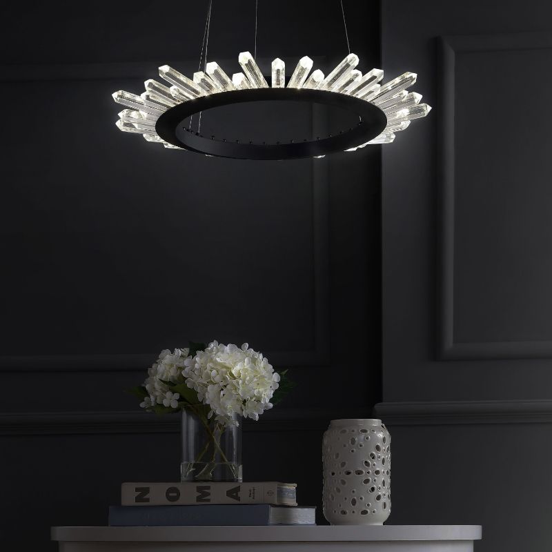 Photo 1 of (READ NOTES) JONATHAN Y Indoor Chandeliers Black/Clear - Black & Crystal Elsa LED Chandelier
