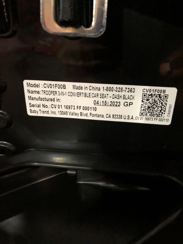 Photo 1 of (READ NOTES) Baby Trend Trooper 3-in-1 Convertible Car Seat, Dash Black