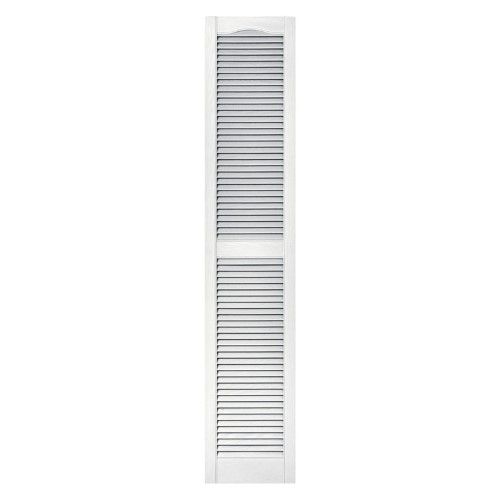 Photo 1 of (READ NOTES) 12 in. W X 60 in. H Builders Edge Standard Cathedral Top Center Mullion Open Louver Shutters Includes Matching Installation Spikes 001 - White
