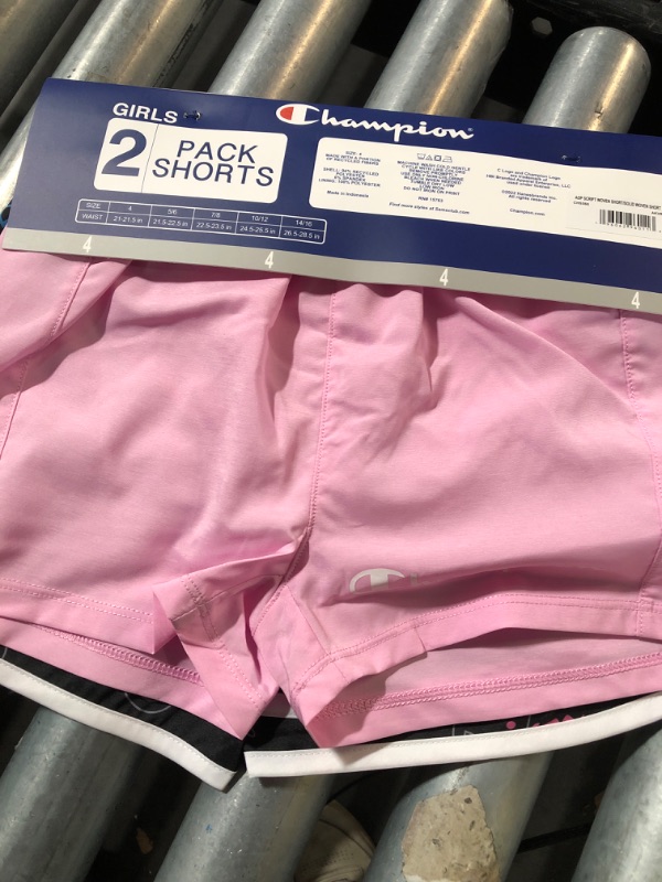 Photo 2 of 4 Champion Girl's 2.5" Black/Pink 2-Pack Active Shorts 