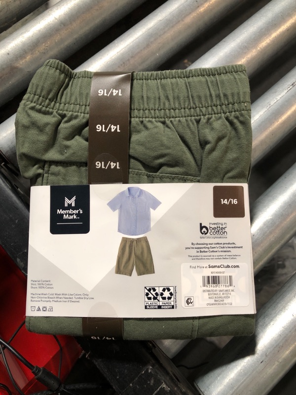 Photo 2 of 14/16 Member's Mark Boy's 2 Piece Button Short Sleeve Shirt Drawstring Short Set
