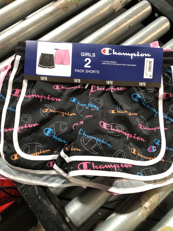 Photo 2 of 14/16 Champion Girl's 2.5" Black/Pink 2-Pack Active Shorts