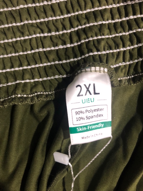 Photo 5 of *MINOR STAIN*
UEU Womens Smocked Ruffle High Waisted Wide Sweatpants Army Green SIZE XX-Large