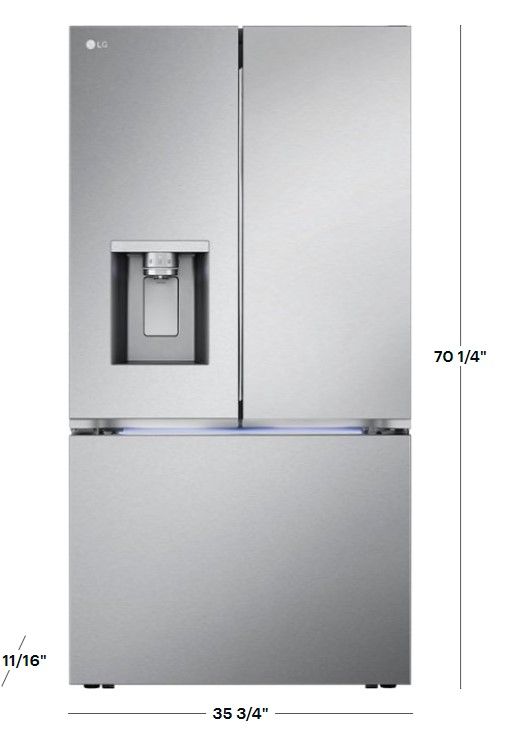 Photo 1 of LG - 25.5 Cu. Ft. French Door Counter-Depth Smart Refrigerator with Four Kinds of Ice - Stainless Steel