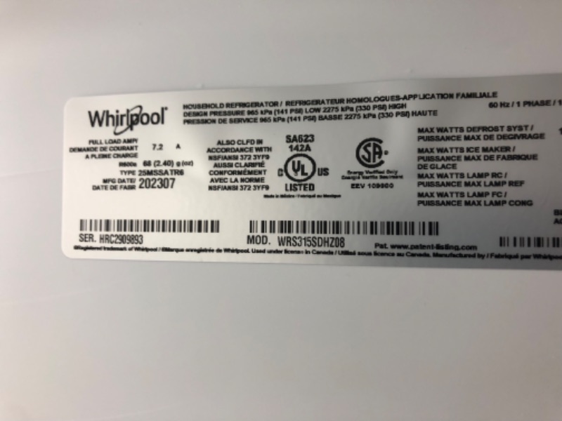 Photo 1 of Whirlpool 24.6-cu ft Side-by-Side Refrigerator with Ice Maker (Fingerprint Resistant Stainless Steel)