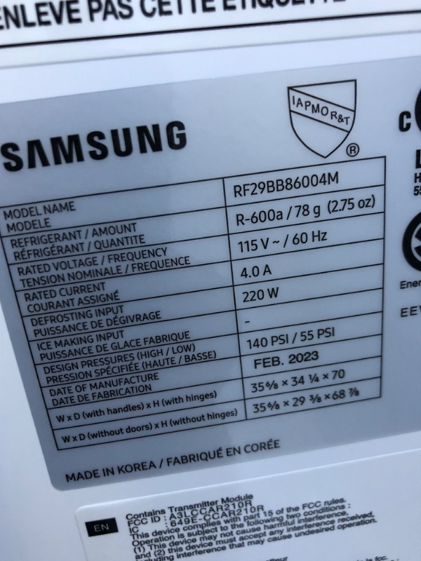 Photo 8 of Samsung Bespoke 28.8-cu ft 4-Door Smart French Door Refrigerator with Dual Ice Maker and Door within Door (Morning Blue with White Glass Panels) ENERGY STAR

