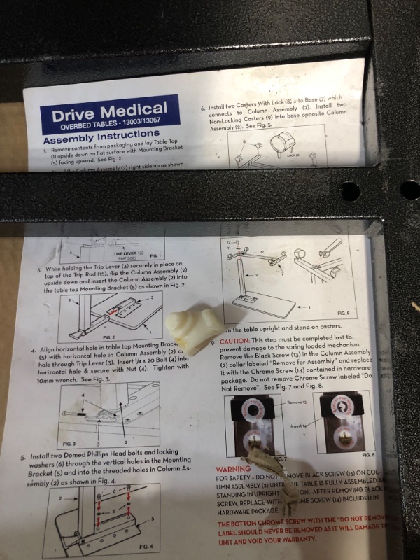 Photo 4 of ***DIRTY - DAMAGED - SCRATCHED - SEE PICTURES***
Drive Medical 13067 Non Tilt Top Overbed Table, Silver Vein