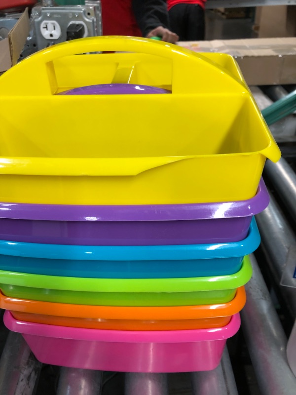 Photo 1 of ***one of them is cracked***Teacher Created Resources Brights Storage Caddies Set 6-Pack - by TCR