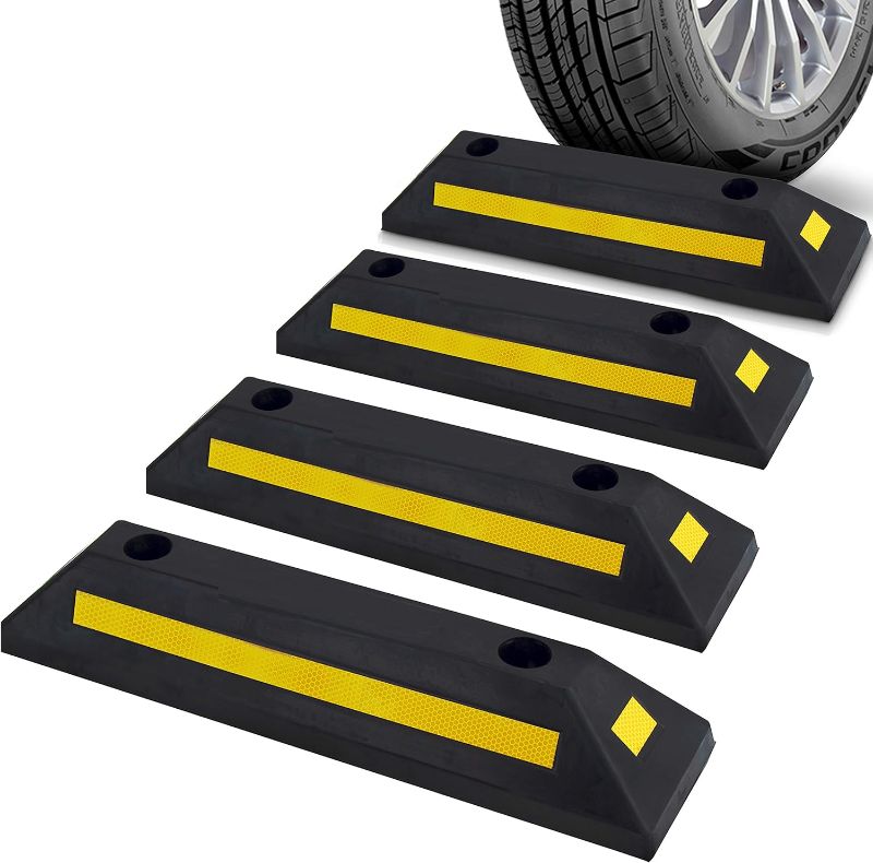 Photo 1 of ***4 stoppers***Pyle Curb Garage Vehicle Floor Safety 1PC Heavy Duty Rubber Parking Lot 