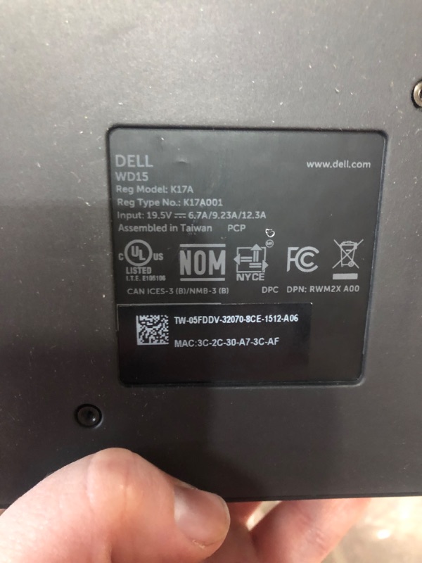 Photo 2 of **NON REFUNDABLE NO RETURNS SOLD AS IS**
**PARTS ONLY**
**LIGHTS DO NOT TURN ON** Dell WD15 Monitor Dock 4K with 130W Adapter, USB-C, (450-AFGM),Black