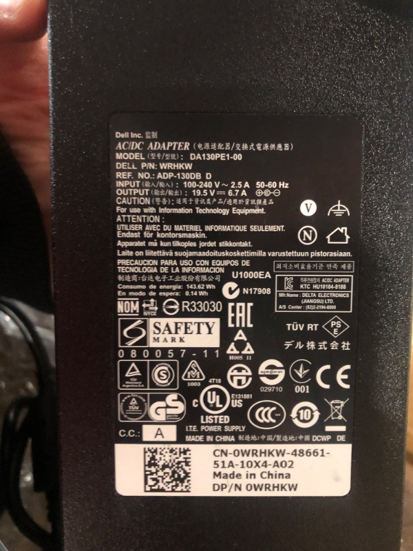Photo 2 of **NON REFUNDABLE NO RETURNS SOLD AS IS**
**PARTS ONLY**
**LIGHTS DO NOT TURN ON** Dell WD15 Monitor Dock 4K with 130W Adapter, USB-C, (450-AFGM),Black