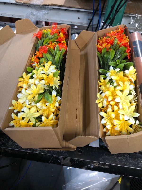 Photo 2 of ***NONREFUNDABLE BUNDLE OF 2** wtynmrr2 Artificial Flowers for Outdoors 12 Bundles, (Yellow & Orange)