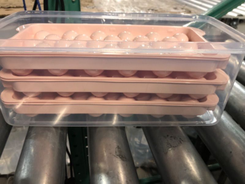 Photo 1 of *NONREFUNDABLE*  Fiewmay Round Ice Cube Tray Storage Bin and Lid, 3 PIECE (Pink) 2PK