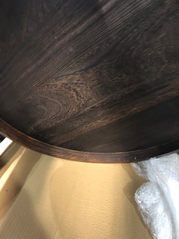 Photo 1 of Gurfuy Extra Large Round Ottoman Table Tray 24" - Rustic Wooden Serving Tray for Farmhouse  