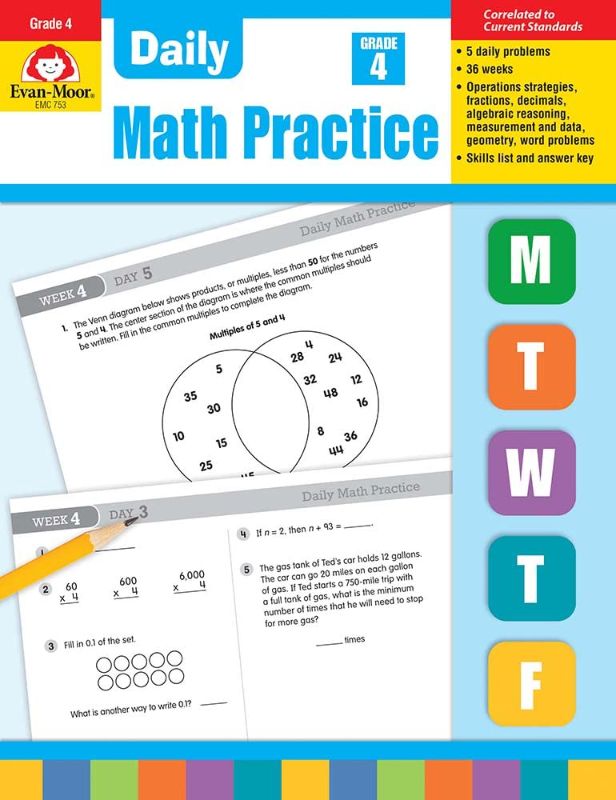 Photo 1 of  EVAN-MOOR DAILY MATH PRACTICE GR 4