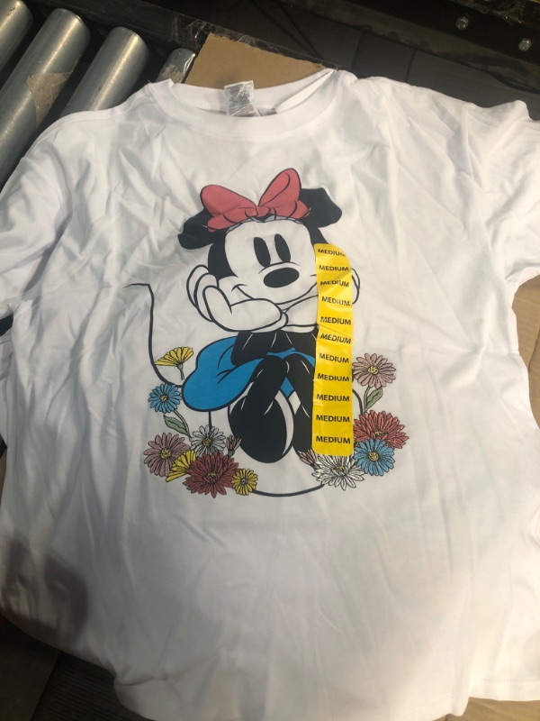 Photo 1 of Disney Women's Soft Short Sleeve Graphic Print T-Shirt (White/Minnie Mouse, M)