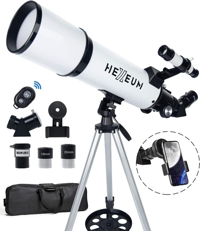 Photo 1 of Telescope 80mm Aperture 600mm - Astronomical Portable Refracting Telescope Fully Multi-coated High Transmission Coatings AZ Mount with Tripod Phone Adapter, Wireless Control, Carrying Bag. Easy Set Up White