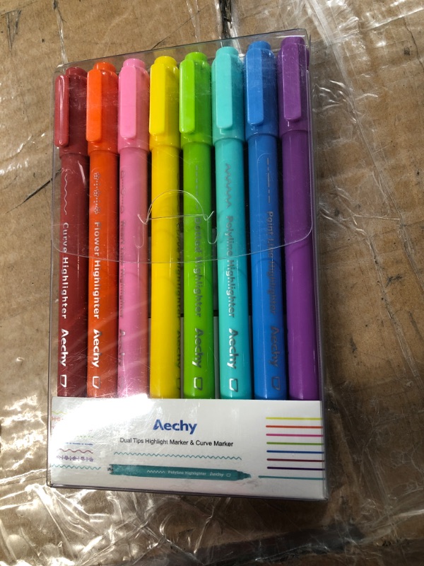 Photo 2 of AECHY 8PCS Curve Highlighter Pen SETOF 2