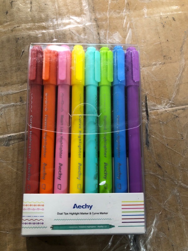 Photo 2 of AECHY 8PCS Curve Highlighter Pen Set/ 3 PACKS [NON-REFUNDABLE]