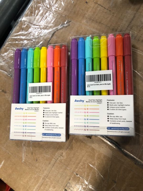 Photo 4 of 2 PACKS 8PCS Curve Highlighter Pen Set, Dual Tip Marker Pen