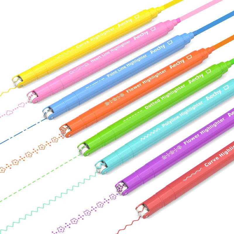 Photo 1 of 2 PACKS 8PCS Curve Highlighter Pen Set, Dual Tip Marker Pens 