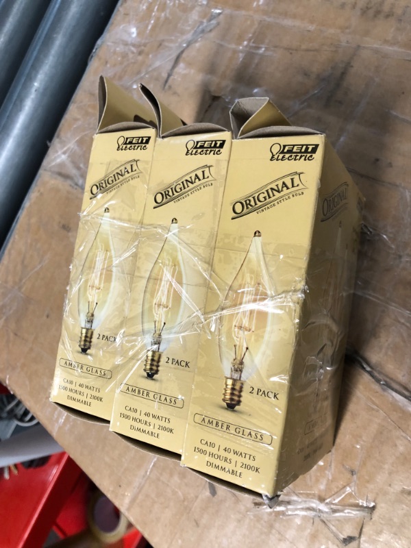 Photo 2 of 40-Watt CA10 Dimmable Filament Amber Glass E12 Candelabra Warm White (6-Pack)