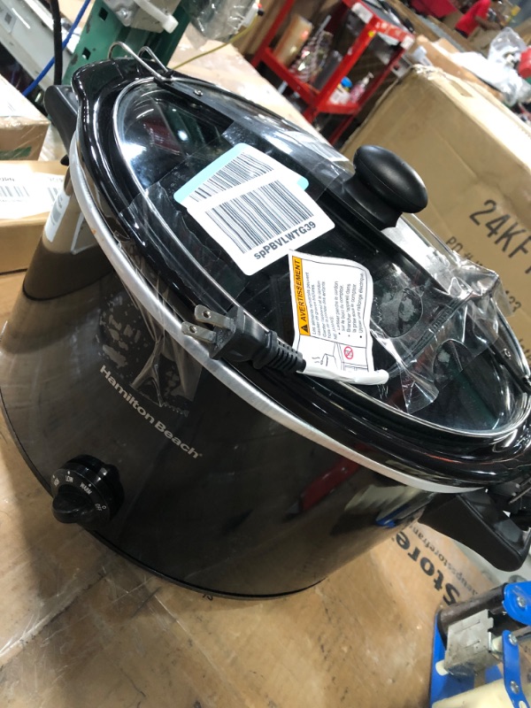 Photo 2 of  DOES NOT WORK *PARTS ONLY* *NON REFUNDABLE* Hamilton Beach Slow Cooker, Extra Large 10 Quart, Stay or Go Portable With Lid Lock, Dishwasher Safe Crock, Black (33195) 10-Quart Black Slow Cooker