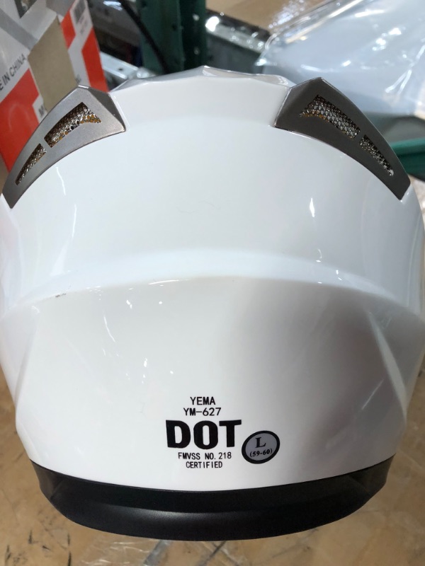 Photo 1 of Motorcycle Open Face Helmet DOT Approved - YEMA Helmet YM-627 Motorbike Moped Jet Bobber Pilot Crash Chopper 3/4 Half Helmet with Sun Visor for Adult Men Women - White,Large White Large
