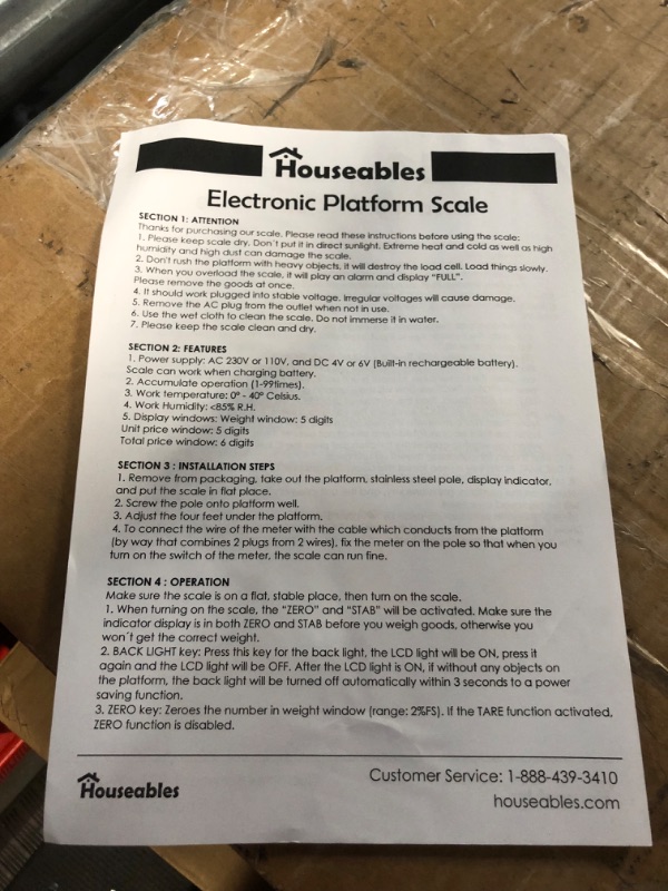 Photo 4 of *SEE NOTES* Houseables Industrial Platform Scale 600 LB x .05, 19.5" x 15.75", Digital, Bench, Large for Luggage, Shipping, Package Computing, Postal