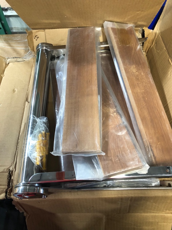 Photo 1 of Amarine-made Solid Wood Wall Mounted Folding Shower Seat or Bench - 4018S (19" x 15",Solid Wood with Stainless Steel Frame)