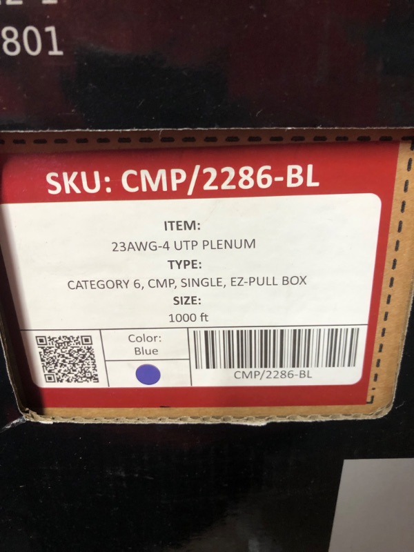 Photo 3 of CAT6 Plenum (CMP) Cable 1000FT | Network Analyzer Test Passed | 23AWG 4Pair, Solid 550MHz Network Cable 10Gigabit UTP, Available in Blue, White, Green, Gray, Black, Red & Yellow Color (Blue)