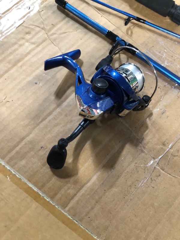 Photo 2 of ***Pole Broken in Half. See Pictures** Wakeman Swarm Series Spinning Rod and Reel Combo Blue Metallic