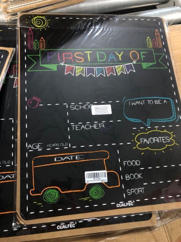 Photo 1 of Personalized First Day and Last Day of School Sign 13" x 16" Large Chalkboard Style Photo Prop Back to School Supplies - 2 Pcs - 3 Packs