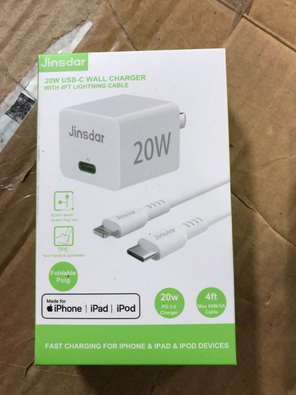 Photo 2 of iPhone Fast Charger, Jinsdar 20W USB C Power