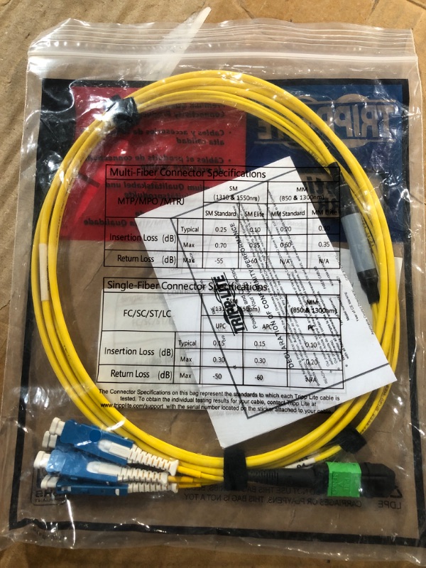 Photo 3 of Tripp Lite 400G Singlemode 9/125 OS2 Breakout Fiber Cable