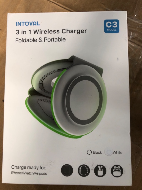 Photo 2 of Intoval Portable 3in1 Wireless Charger for Apple White