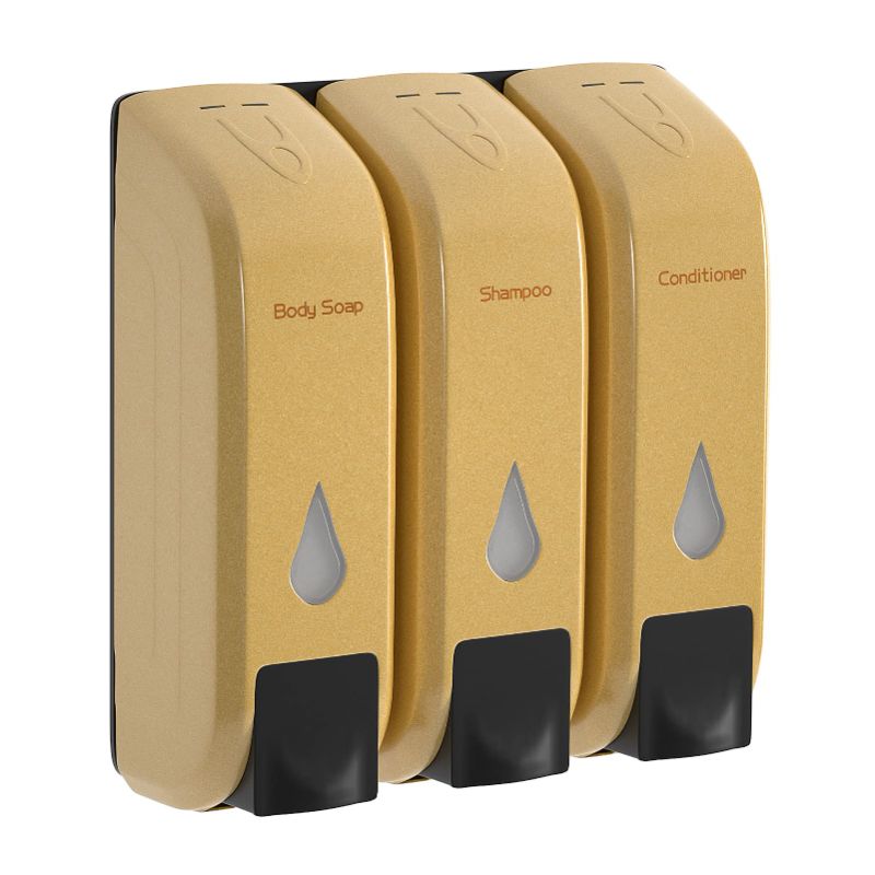 Photo 1 of Shampoo and Conditioner Dispenser for Shower Wall, Gold 3 Chamber