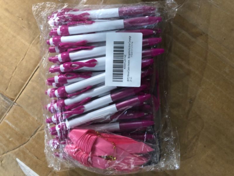 Photo 3 of 108 PCS Breast Cancer Awareness Accessories, 36 PCS Breast Cancer Awareness Bracelets 36 PCS Ballpoint Pens and 36 PCS Pink Ribbon Pins for Charity Recognition Survivor Campaign