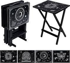 Photo 1 of * DAMAGED *
Gothic TV Trays Tables Set Halloween TV Dinner Tray Table with Stand Folding Wooden Tray Table Classic TV Trays for Eating Set of 4