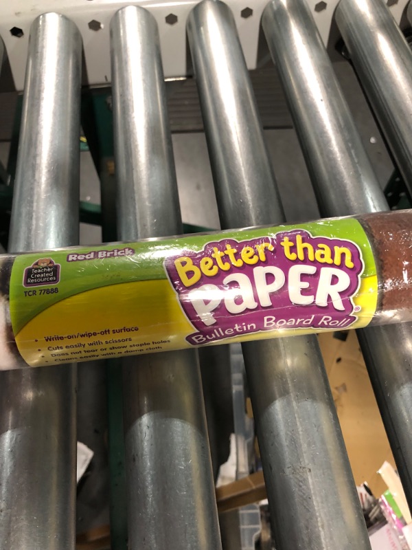 Photo 1 of Teacher Created Resources Red Brick Better Than Paper Bulletin Board Roll (TCR77888) & Black Wood Better Than Paper 