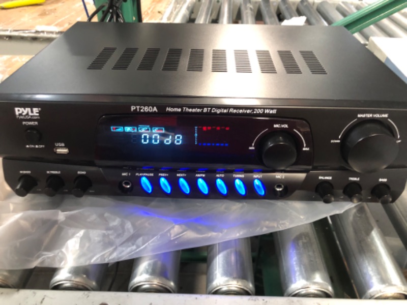 Photo 4 of Pyle 200W Home Audio Power Amplifier - Stereo Receiver w/AM FM Tuner, 2 Microphone Input w/Echo for Karaoke,