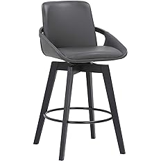 Photo 1 of ***MISSING PARTS - SEE NOTES***
Armen Living Baylor Swivel Wood Bar or Counter Height Stool in Faux Leather, Gray/Black