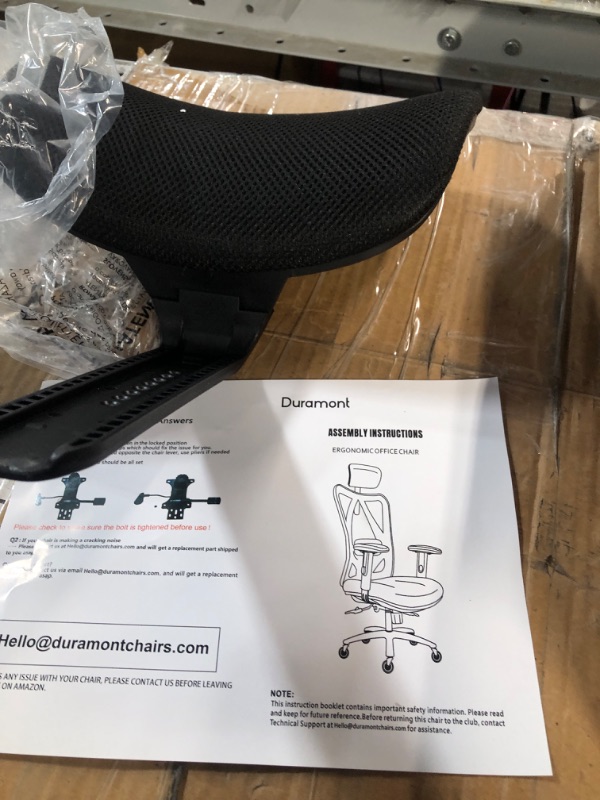 Photo 2 of Duramont Ergonomic Office Chair - Adjustable Desk Chair with Lumbar Support and Rollerblade Wheels - High Back Chairs with Breathable Mesh - Thick Seat Cushion, Head, and Arm Rests - Reclines