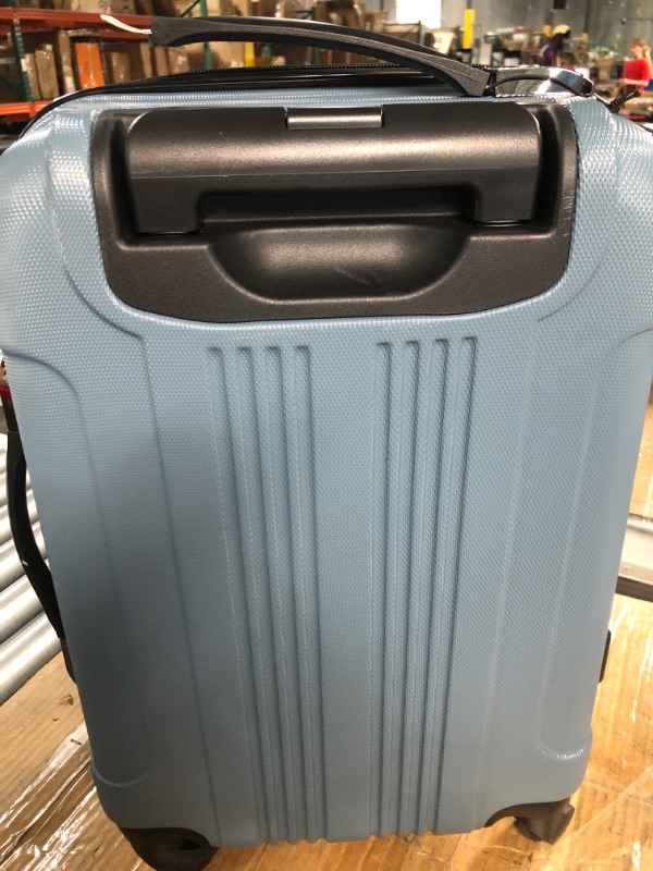 Photo 3 of **MINOR DAMAGE** Kenneth Cole REACTION Out of Bounds Lightweight Hardshell 4-Wheel Spinner Luggage, Granite Blue, 20-Inch Carry On