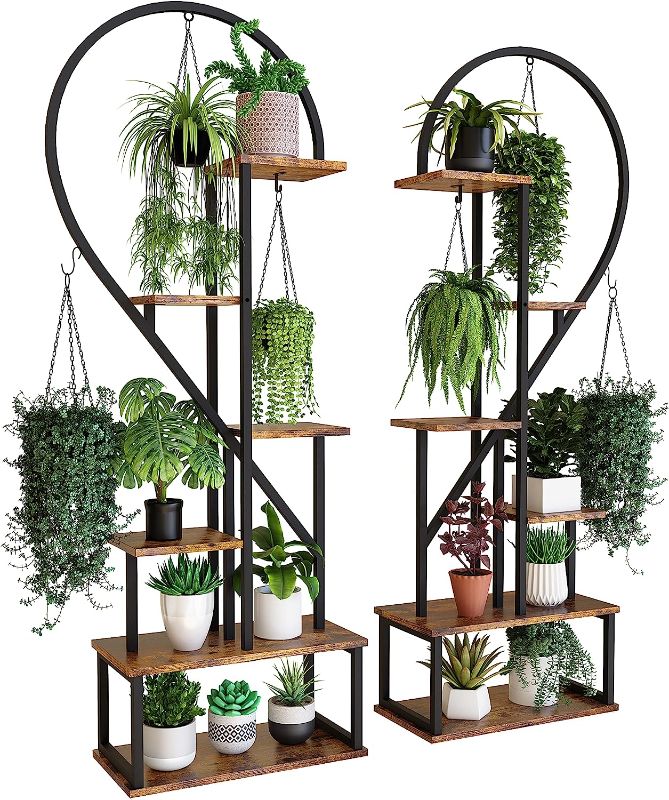 Photo 1 of POTEY 6 Tier Metal Plant Stand, Creative Half Heart Shape Ladder Plant Stands 