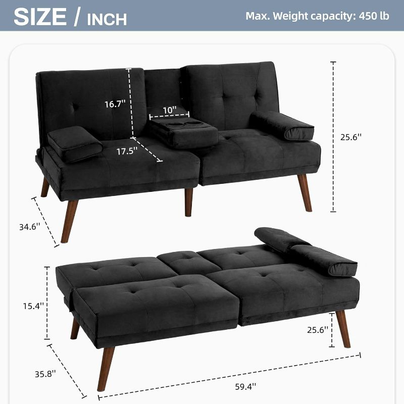 Photo 3 of **JUST THE CUSHIONS*** 
JAMFLY Convertible Folding Futon Sofa Bed, Reversible Loveseat Sleeper Sofa Couch