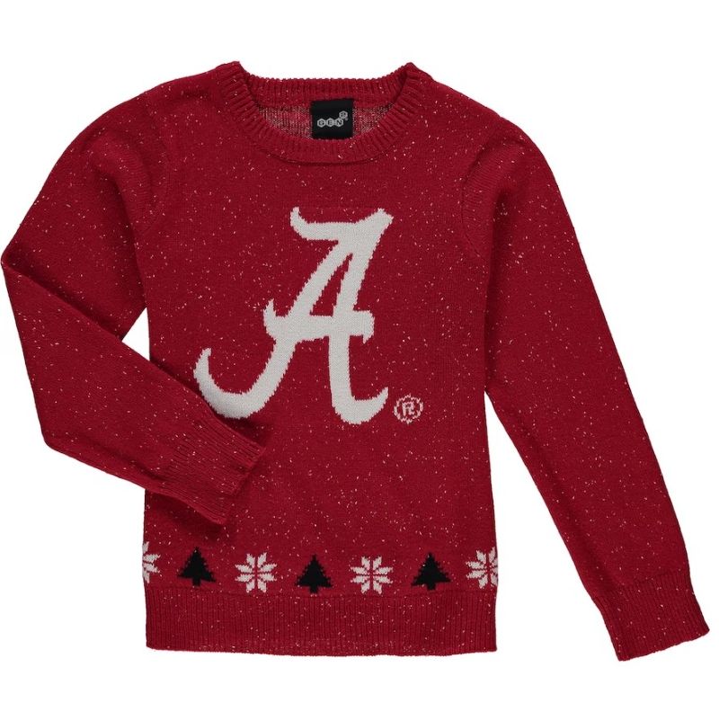 Photo 1 of FOCO Women's NCAA College Team Logo Ugly Holiday V-Neck Sweater Alabama Crimson Tide 9-189 Team Color