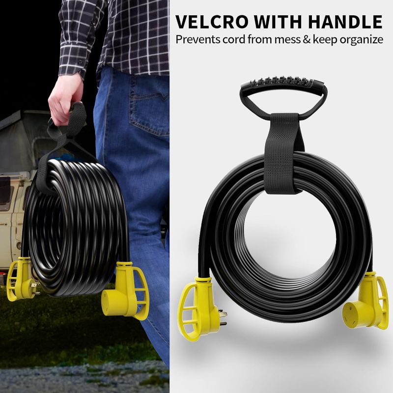 Photo 1 of 50 FT 50 Amp RV Extension Cord Outdoor with Grip Handle, Yellow