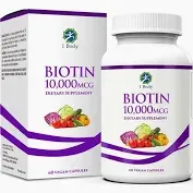 Photo 1 of 1 Body Vegan Biotin Supplement – Biotin 10000mcg – Hair Vitamins, Skin, and Nails Care 60CT 12/23